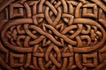 Celtic knot carved on wood background texture