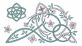 Celtic knot with floral elements, ornate pattern art vector design Generative AI Royalty Free Stock Photo