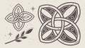 Celtic Knot with Floral Elements Vector Design Set, vector design Generative AI Royalty Free Stock Photo