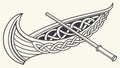 Celtic Knot Longboat with Oars Vector, vector design Generative AI Royalty Free Stock Photo