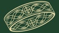 Celtic knot oval shape design in green and gold, vector design Generative AI Royalty Free Stock Photo