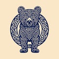 Celtic knot pattern like a bear. Totem animal. Template of tattoo Royalty Free Stock Photo