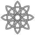 Celtic knot of petals and circle of nature and longevity, vector Tibetan symbol knot eternal life and love