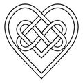 Celtic knot rune bound hearts infinity vector symbol sign of eternal love, tattoo logo pattern of hearts