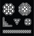 Celtic knots patterns in white on black background Royalty Free Stock Photo