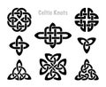 Celtic knots silhouettes. Irish knot symbols, celt three trintiy endless knotted shape vector icon, infinite spirit