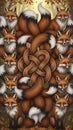 Celtic knotwork design with multiple foxes Royalty Free Stock Photo