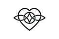 Celtic love knot, intertwined heart shape, Everlasting Love symbol knot. Logo icon Valentines concept, black vector tattoo isolate