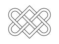 Celtic love knot line icon. Old ornament symbolizing love. Two interlocking hearts. Royalty Free Stock Photo