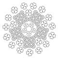 Celtic Mandala with knot ornament and clover of 4 leafs.