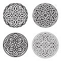 Celtic ornament circular round mandala set. Tattoo viking style collection. Adult coloring page