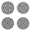 Celtic ornament circular round mandala set. Tattoo viking style collection. Adult coloring page