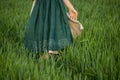 celtic ornament, celtic skirt, alpine dress, apron in the grass, wild flowers, girl in the field, linen dress, sunset in the field