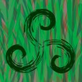 Celtic pagan symbol triskele on khaki background