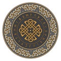 Celtic shield, decorated with a ancient European pattern and scandinavian runes Royalty Free Stock Photo