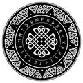 Celtic shield, decorated with a ancient European pattern and scandinavian runes Royalty Free Stock Photo