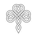 Celtic style clover leaf. Irish shamrock line art. Royalty Free Stock Photo