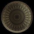 Celtic style ornamental gold 3d vector mandala pattern. Shiny geometric golden grid background. Ornate vintage radial