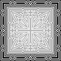 Celtic style seamless pattern. Vector ornamental black and white background. Geometric repeat backdrop. Square frames, lines,