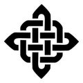 Celtic style sqaure element based on eternity knot patterns in black on white background inspired by Irish St Patrcks day