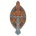 Celtic-style tribal cross and sword created with generative AI technology Royalty Free Stock Photo