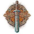 Celtic-style tribal cross and sword created with generative AI technology Royalty Free Stock Photo