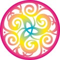 Celtic Symbol - Celtic Knot and Triskelion Circle - Trinity - Sacred Geometry - Rainbow Colors - Energy Royalty Free Stock Photo