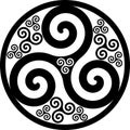 Celtic Symbol - Celtic Knot and Triskelion Circle - Trinity - Sacred Geometry - Energy - Black and White Royalty Free Stock Photo