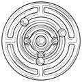 Celtic Symbol Stone Carving featuring Spirals and a Circular Labyrinth Royalty Free Stock Photo