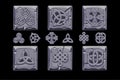 Celtic symbols. Cartoon set celtic icons on stone square Royalty Free Stock Photo