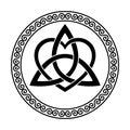 Triquetra with a heart symbol, Celtic knot in spiral frame