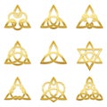 Celtic Triangle Knots Nine Golden Symbols Royalty Free Stock Photo