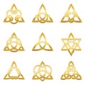 Celtic Triangle Knots Nine Golden Symbols