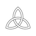 Celtic trinity knot. Linear triquetra symbol. Three parts unity icon. Royalty Free Stock Photo