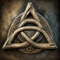 Celtic triquetra sign made of wood.