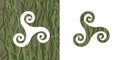 Celtic triskele in grass khaki color Royalty Free Stock Photo