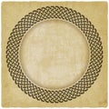 Celtic weaving interlaced round frame on vintage background