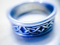 Celtic white gold wedding ring Royalty Free Stock Photo