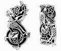 Celtic wolf tattoo flash set Royalty Free Stock Photo