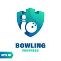 Dual Mining Shield And Stronghold Negative Space Bowling. Royalty Free Stock Photo