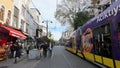 Cemberlitas district with people and tram, Istanbul, Turkey