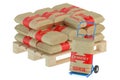 Cement bags on pallet with hand truck Royalty Free Stock Photo