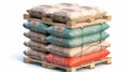 Cement bags stack on pallet isolated on white. generative ai Royalty Free Stock Photo