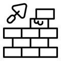 Cement brick wall icon outline vector. Worker build