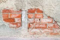 A cement and bricks wall in a close up view Royalty Free Stock Photo