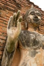 Cement Buddha statue show hand up Royalty Free Stock Photo