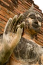 Cement Buddha statue show hand up Royalty Free Stock Photo