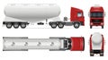 Cement bulk carrier truck vector mockup side, front, back, top view