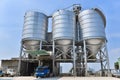 Cement concrete mixing plant  building construction site Royalty Free Stock Photo