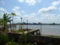 Cement dock on Co Chien River Vietnam